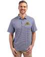 North Carolina A&T Aggies Cutter & Buck Forge Eco Double Stripe Stretch Recycled Mens Big &Tall Polo Tour Blue/White Front