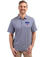 SMU Mustangs Cutter & Buck Forge Eco Double Stripe Stretch Recycled Mens Big &Tall Polo Tour Blue/White Front