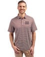 Mississippi State Bulldogs Cutter & Buck Forge Eco Double Stripe Stretch Recycled Mens Polo Bordeaux/White Front