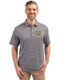 Quinnipiac Bobcats Cutter & Buck Forge Eco Double Stripe Stretch Recycled Mens Polo Navy Blue/White Front