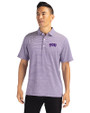 TCU Horned Frogs Cutter & Buck Forge Eco Double Stripe Stretch Recycled Mens Polo College Purple/White Front