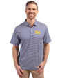 Pitt Panthers Cutter & Buck Forge Eco Double Stripe Stretch Recycled Mens Polo Tour Blue/White Front