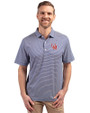 Ole Miss Rebels College Vault Cutter & Buck Forge Eco Double Stripe Stretch Recycled Mens Polo Tour Blue/White Front