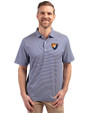 Illinois Fighting Illini College Vault Cutter & Buck Forge Eco Double Stripe Stretch Recycled Mens Polo Tour Blue/White Front