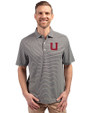 Utah Utes College Vault Cutter & Buck Forge Eco Double Stripe Stretch Recycled Mens Polo Black/White Front