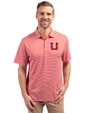 Utah Utes College Vault Cutter & Buck Forge Eco Double Stripe Stretch Recycled Mens Polo Red/White Front