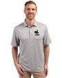 Delaware Fightin' Blue Hens College Vault Cutter & Buck Forge Eco Double Stripe Stretch Recycled Mens Polo Polished/White Front