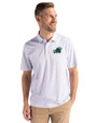 Tulane Green Wave Cutter & Buck Pike Eco Pebble Print Stretch Recycled Mens Polo White Front