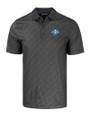 Indiana State Sycamores Cutter & Buck Pike Eco Pebble Print Stretch Recycled Mens Polo Black Mannequin