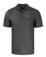 Lamar Cardinals Cutter & Buck Pike Eco Pebble Print Stretch Recycled Mens Polo Black Mannequin