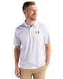 Miami Hurricanes Cutter & Buck Pike Eco Pebble Print Stretch Recycled Mens Polo White Front