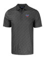 SMU Mustangs Cutter & Buck Pike Eco Pebble Print Stretch Recycled Mens Polo Black Mannequin