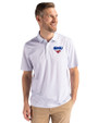 SMU Mustangs Cutter & Buck Pike Eco Pebble Print Stretch Recycled Mens Polo White Front