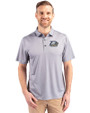 Georgia Southern Eagles Cutter & Buck Pike Eco Tonal Geo Print Stretch Recycled Mens Big & Tall Polo Elemental Grey Front