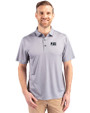 Jackson State Tigers Cutter & Buck Pike Eco Tonal Geo Print Stretch Recycled Mens Big & Tall Polo Elemental Grey Front
