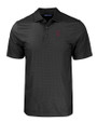 Southern Illinois Salukis College Vault Cutter & Buck Pike Eco Tonal Geo Print Stretch Recycled Mens Big & Tall Polo Black Mannequin