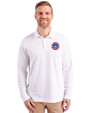 South Bend Cubs Cutter & Buck Advantage Eco Tri-Blend Pique Mens Big and Tall Long Sleeve Polo White Front