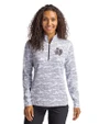 Texas Southern Tigers Cutter & Buck Traverse Stretch Eco Camo Print Quarter Zip Womens Pullover Charcoal Front