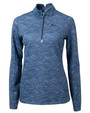 West Michigan Whitecaps Cutter & Buck Traverse Camo Print Stretch Quarter Zip Womens Pullover NVBU_MANN_HG 1