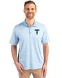 Tulsa Drillers Cutter & Buck Forge Tonal Stripe Stretch Mens Big and Tall Polo Atlas Light Blue Front