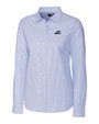 West Michigan Whitecaps Cutter & Buck Stretch Oxford Stripe Womens Long Sleeve Dress Shirt LTB_MANN_HG 1