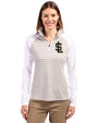 Salt Lake Bees Cutter & Buck Forge Tonal Stripe Stretch Half Zip Womens Top White/Polished Front
