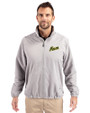 George Mason Patriots College Vault Cutter & Buck Charter Eco Knit Recycled Big & Tall Full-Zip Jacket Polished Medium Gray Front