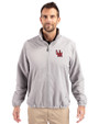 Ole Miss Rebels College Vault Cutter & Buck Charter Eco Knit Recycled Big & Tall Full-Zip Jacket Polished Medium Gray Front