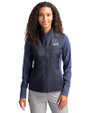St. Louis Cardinals Stars & Stripes Cutter & Buck Stealth Hybrid Quilted Womens Full Zip Windbreaker Jacket Liberty Navy Front