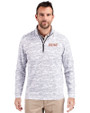 UOP Tigers Cutter & Buck Traverse Stretch Eco Camo Print Quarter Zip Mens Big and Tall Pullover Charcoal Front