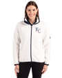 Kansas City Royals Stars & Stripes Cutter & Buck Cascade Eco Fleece Womens Full Zip Jacket Shell/Navy Blue Front