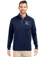Kansas City Royals Stars & Stripes Cutter & Buck Adapt Eco Knit Stretch Recycled Mens Big and Tall Quarter Zip Pullover Navy Blue Front