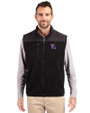 Louisiana Tech Bulldogs Cutter & Buck Cascade Eco Sherpa Mens Big and Tall Fleece Vest Black Front