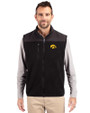 Iowa Hawkeyes Cutter & Buck Cascade Eco Sherpa Mens Big and Tall Fleece Vest Black Front