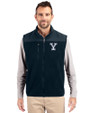 Yale Bulldogs Cutter & Buck Cascade Eco Sherpa Mens Big and Tall Fleece Vest Navy Blue Front