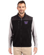 Washington Huskies Cutter & Buck Cascade Eco Sherpa Mens Big and Tall Fleece Vest Black Front