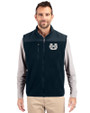 Utah State Aggies Cutter & Buck Cascade Eco Sherpa Mens Big and Tall Fleece Vest Navy Blue Front