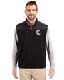Michigan State Spartans Cutter & Buck Cascade Eco Sherpa Mens Big and Tall Fleece Vest Black Front