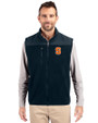 Syracuse Orange Cutter & Buck Cascade Eco Sherpa Mens Big and Tall Fleece Vest Navy Blue Front