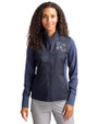 Kansas City Royals Stars & Stripes Cutter & Buck Stealth Hybrid Quilted Womens Full Zip Windbreaker Jacket Liberty Navy Front