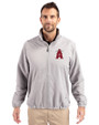 Los Angeles Angels City Connect Cutter & Buck Charter Eco Knit Recycled Big & Tall Full-Zip Jacket Polished Medium Gray Front