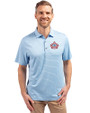 Miami Marlins City Connect Cutter & Buck Forge Eco Heather Stripe Stretch Recycled Mens Polo Atlas Heather Front