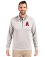 Los Angeles Angels City Connect Cutter & Buck Stealth Heathered Quarter Zip Mens Pullover Polished Medium Gray Front