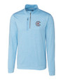 Chicago Cubs City Connect Cutter & Buck Stealth Heathered Quarter Zip Mens Pullover Atlas Light Blue Mannequin