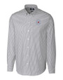 Chicago Cubs City Connect Cutter & Buck Stretch Oxford Stripe Mens Long Sleeve Dress Shirt Charcoal Mannequin