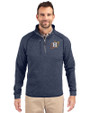 Houston Astros City Connect Cutter & Buck Mainsail Sweater-Knit Mens Big and Tall Half Zip Pullover Jacket Liberty Navy Heather Front