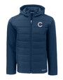 Chicago Cubs City Connect Cutter & Buck Evoke Hybrid Eco Softshell Recycled Full Zip Mens Big & Tall Hooded Jacket NVBU_MANN_HG 1