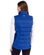 Los Angeles Dodgers City Connect Cutter & Buck Evoke Hybrid Softshell Recycled Womens Full Zip Vest Tour Blue Back