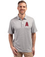 Los Angeles Angels City Connect Cutter & Buck Forge Eco Double Stripe Stretch Recycled Mens Polo Polished/White Front