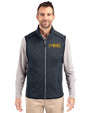Milwaukee Brewers City Connect Cutter & Buck Mainsail Sweater-Knit Mens Full Zip Vest Liberty Navy Heather Front